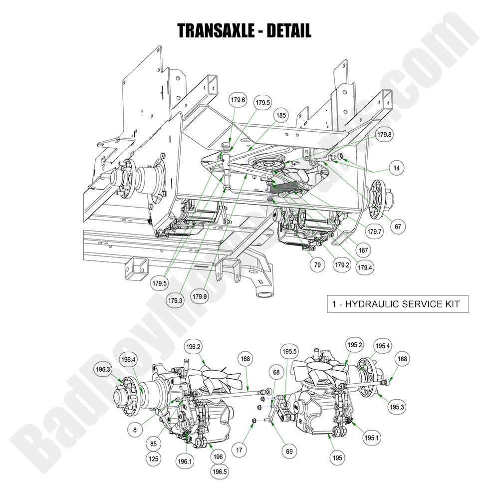 3157 - Bad Boy Mower Parts Lookup > 2023 > Rebel > Transaxle - Detail